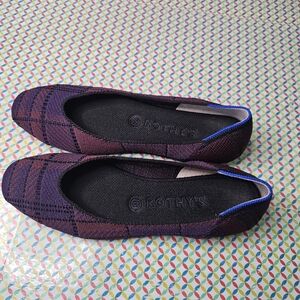 Rothy's Women's Plaid Flats in Purple and Blue
